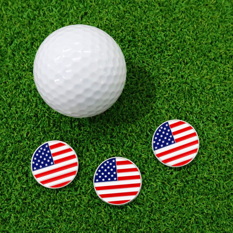 FINGER TEN Golf Ball Marker with Hat Clip Markers Assorted Patterns Value Gift Set Mark Golf Divot Tool Accessories for Men Women Kids (American Flag) - Image 4